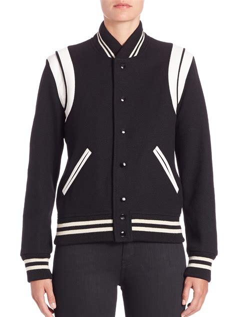 saint laurent varsity jacket replica|saint laurent teddy jacket.